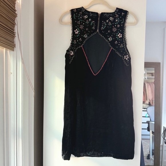 🖤 ECOTE BEADED BOHO DISCO COWGIRL VELVET BEADED WESTERN CUT OUT MINI DRESS - Picture 4 of 12